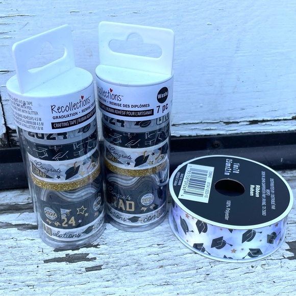 14 Pieces Graduation Crafting Washi Tape 2024 AND 1 Ribbon Spool New - Picture 1 of 6